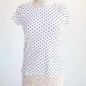 Lauren Ralph Lauren cap short sleeve white with blue dots shirt size L